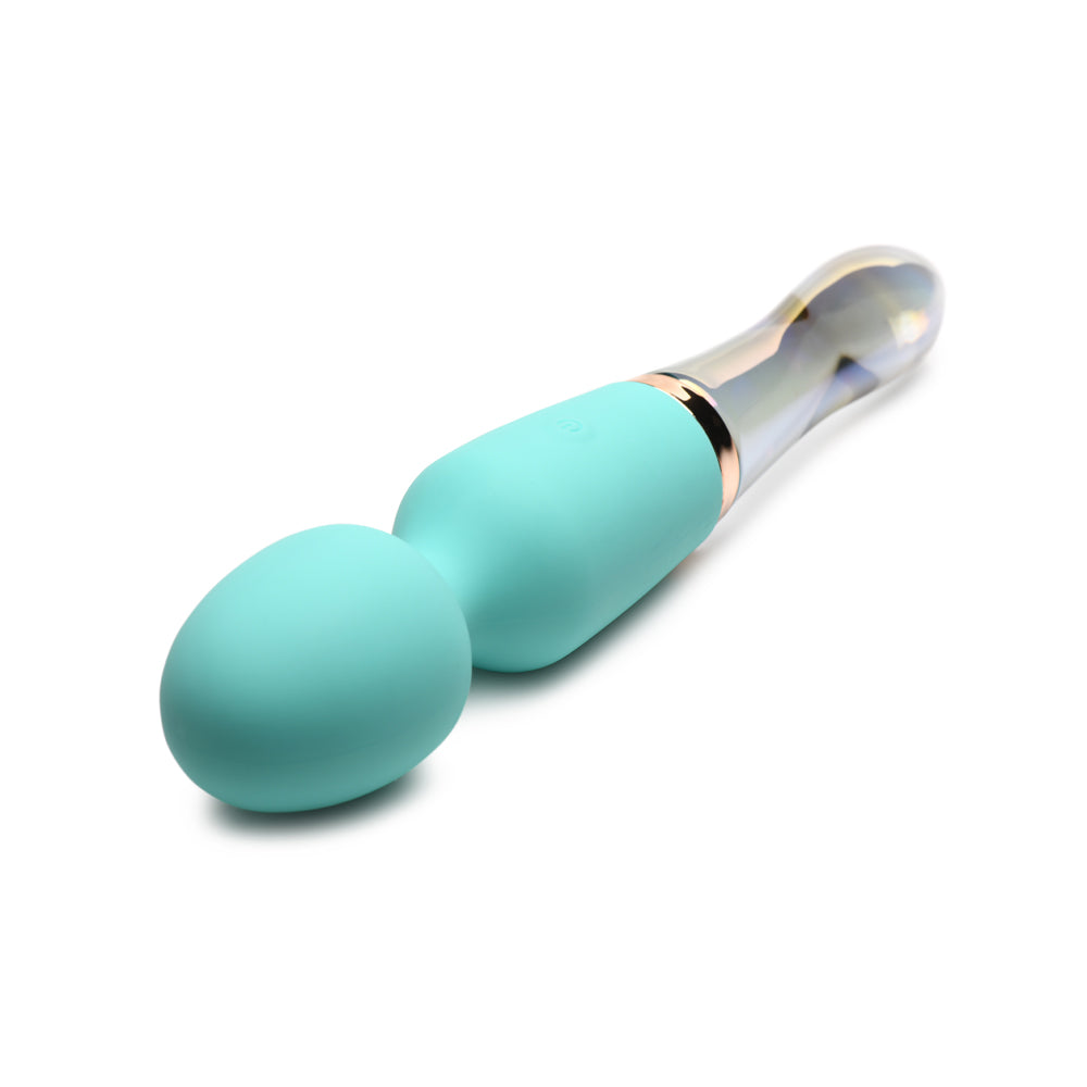 Prisms Vibra-Glass 10X Turquoise Dual Ended Silicone/Glass Wand | 848518052476 | Available at EroticWarehouse.com