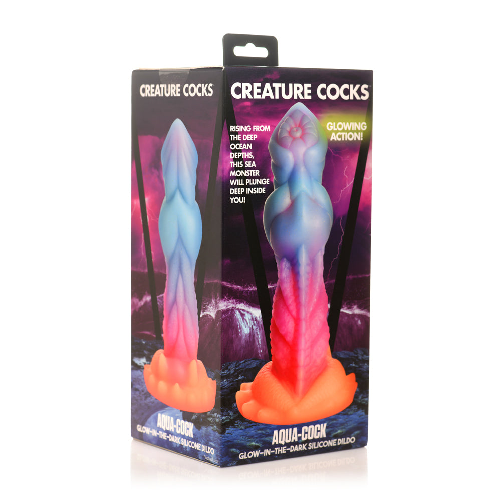 Creature Cocks Aqua-Cock Glow-In-The-Dark Silicone Dildo | 848518053251 | Available at EroticWarehouse.com