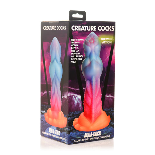 Creature Cocks Aqua-Cock Glow-In-The-Dark Silicone Dildo | 848518053251 | Available at EroticWarehouse.com