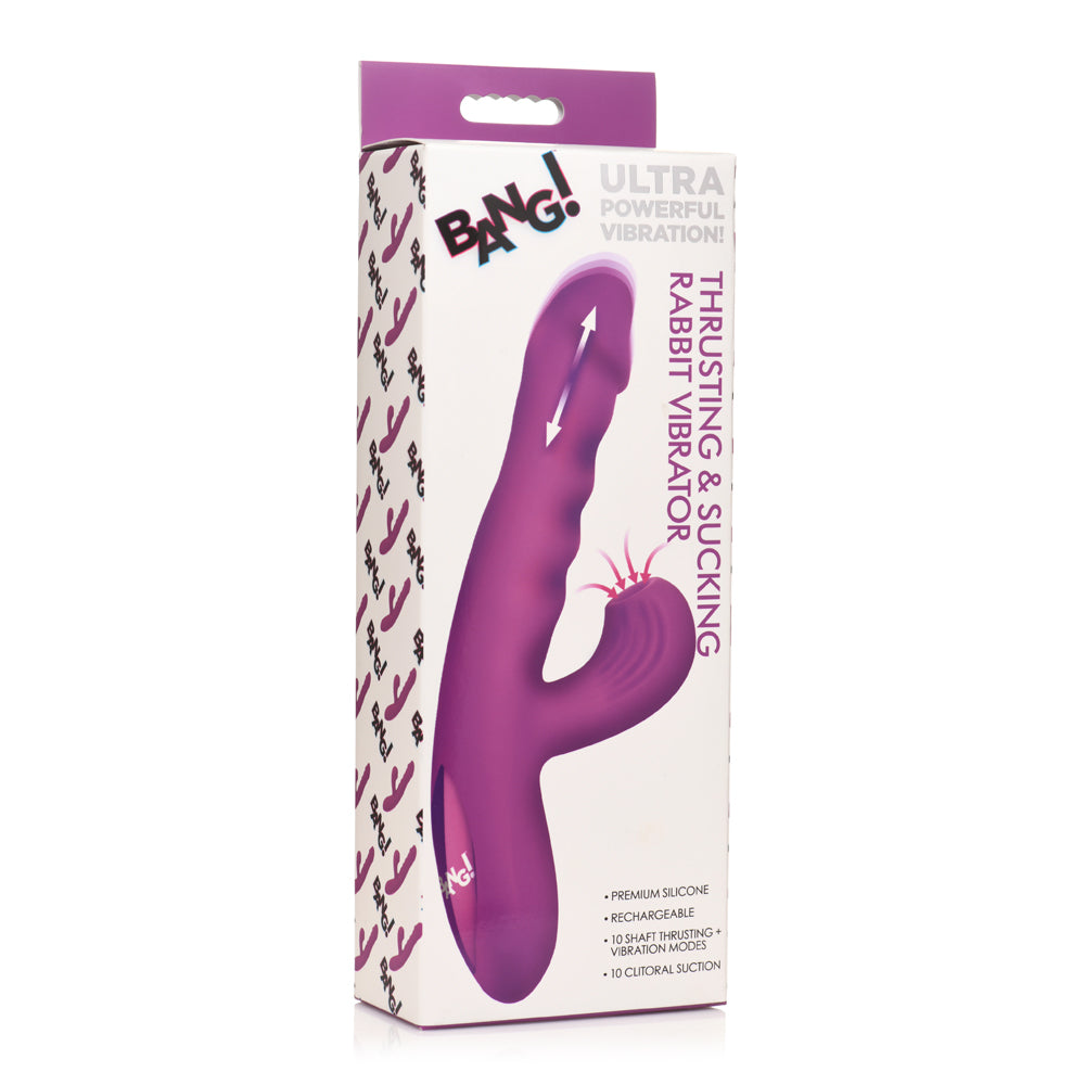 Bang! Thrusting & Sucking Rabbit Vibrator Purple | 848518055101 | Available at EroticWarehouse.com
