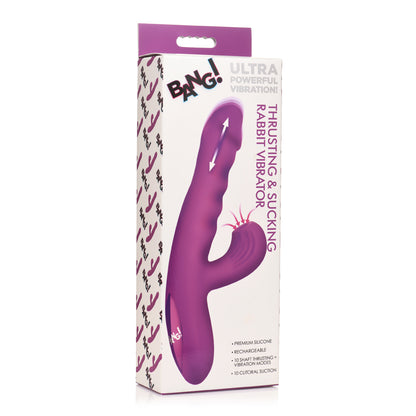 Bang! Thrusting & Sucking Rabbit Vibrator Purple | 848518055101 | Available at EroticWarehouse.com