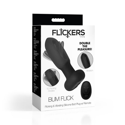 Flickers Bum Flick Flicking & Vibrating Silicone Butt Plug W/ Remote | 848518055286 | Available at EroticWarehouse.com