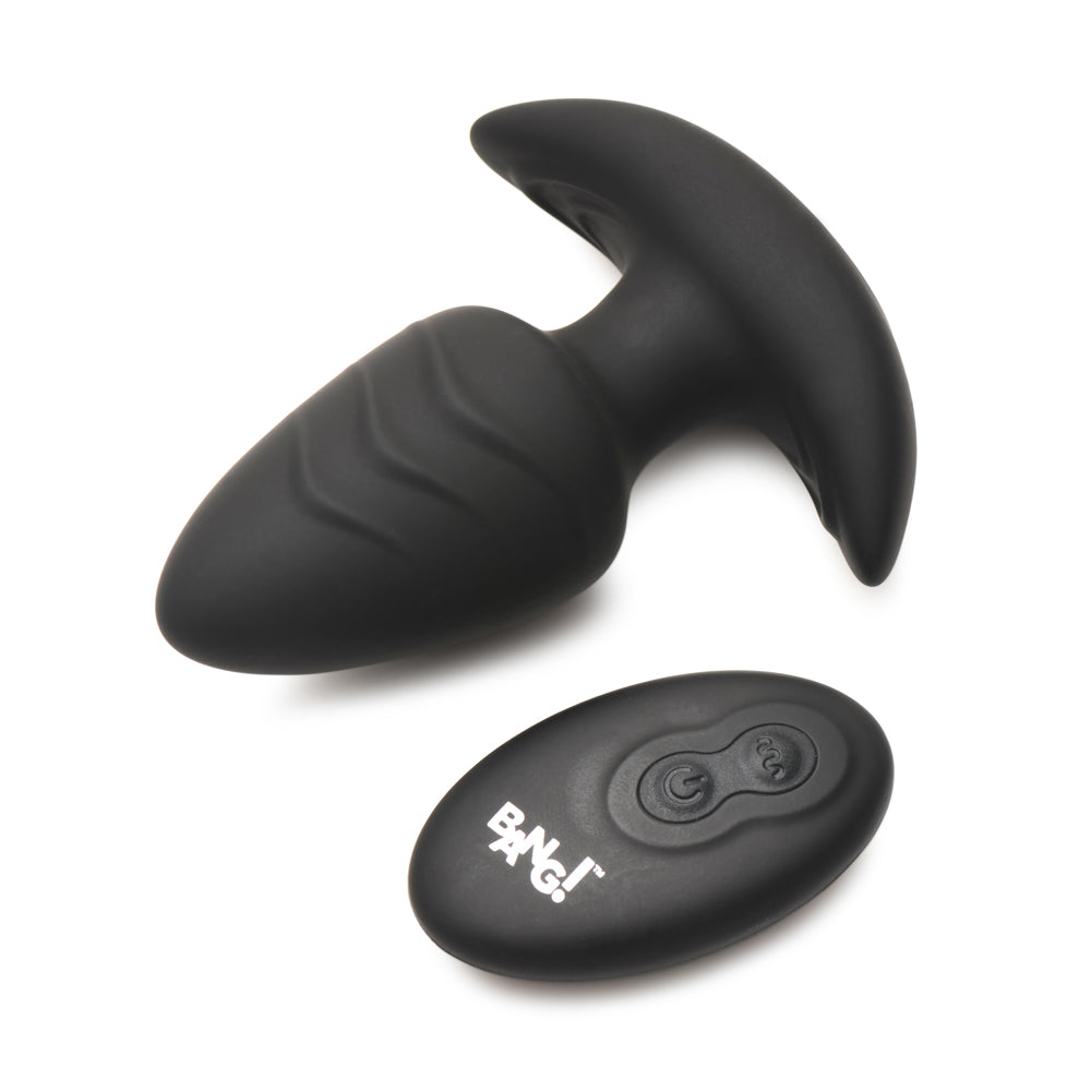 Bang! Rotating & Vibrating Silicone Butt Plug W/ Remote Black | 848518055873 | Available at EroticWarehouse.com