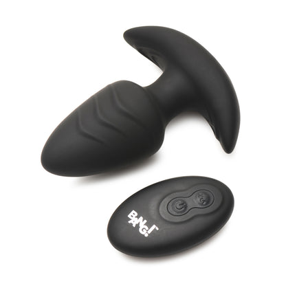 Bang! Rotating & Vibrating Silicone Butt Plug W/ Remote Black | 848518055873 | Available at EroticWarehouse.com