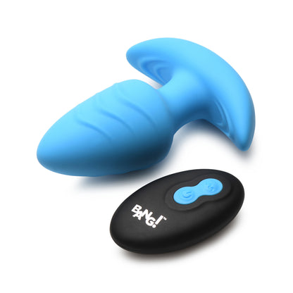 Bang! Rotating & Vibrating Silicone Butt Plug W/ Remote Blue | 848518055880 | Available at EroticWarehouse.com