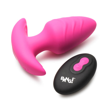 Bang! Rotating & Vibrating Silicone Butt Plug W/ Remote Pink | 848518055897 | Available at EroticWarehouse.com