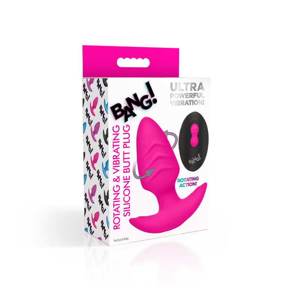 Bang! Rotating & Vibrating Silicone Butt Plug W/ Remote Pink | 848518055897 | Available at EroticWarehouse.com