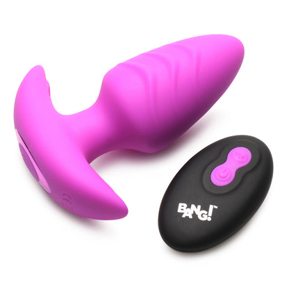 Bang! Rotating & Vibrating Silicone Butt Plug W/ Remote Purple | 848518055903 | Available at EroticWarehouse.com