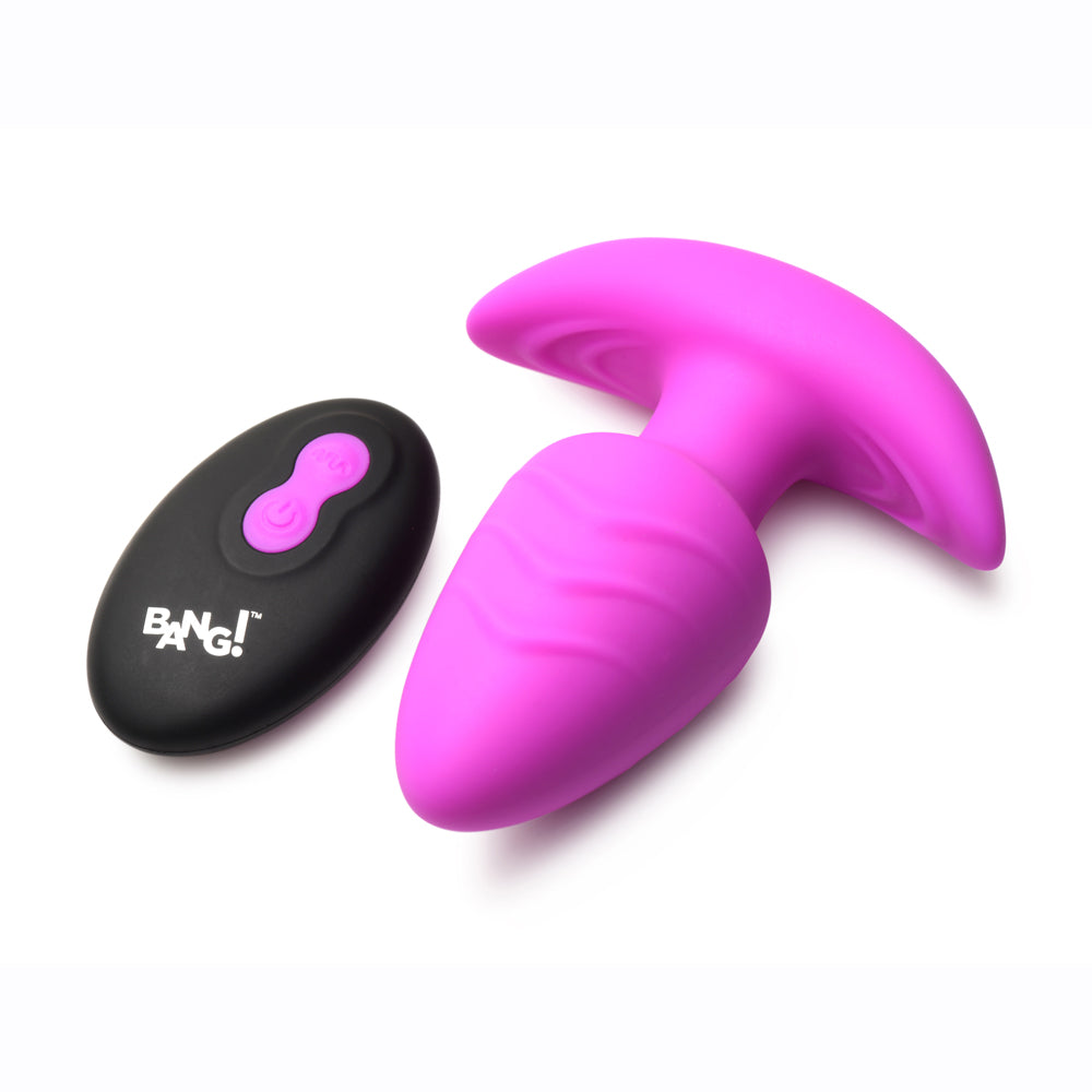 Bang! Rotating & Vibrating Silicone Butt Plug W/ Remote Purple | 848518055903 | Available at EroticWarehouse.com