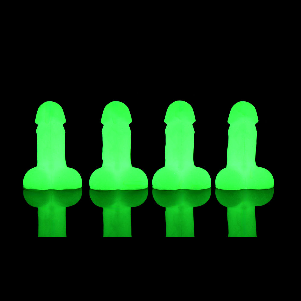 Big Ballers Glow-In-The-Dark Magnetic Snap-On Peckers 4 Pk | 848518055989 | Available at EroticWarehouse.com