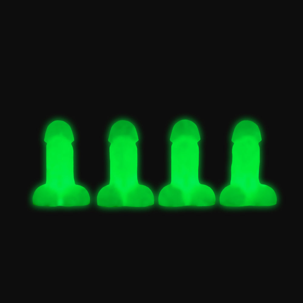 Big Ballers Glow-In-The-Dark Snap-On Peckers 4 Pk | 848518056009 | Available at EroticWarehouse.com