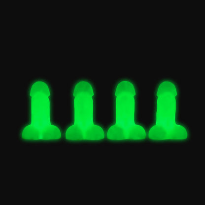 Big Ballers Glow-In-The-Dark Snap-On Peckers 4 Pk | 848518056009 | Available at EroticWarehouse.com