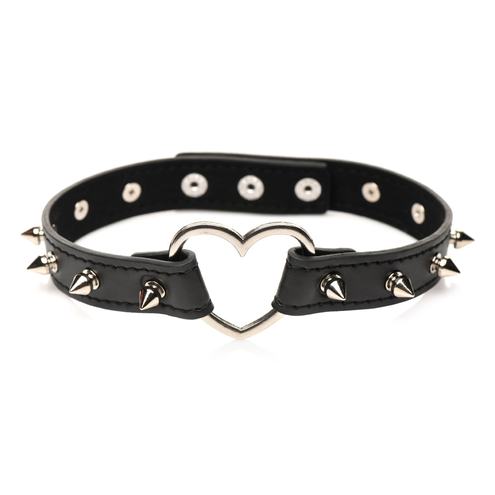 Master Series Spiked Heart Choker Black | 848518056337 | Available at EroticWarehouse.com