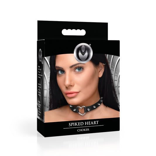 Master Series Spiked Heart Choker Black | 848518056337 | Available at EroticWarehouse.com