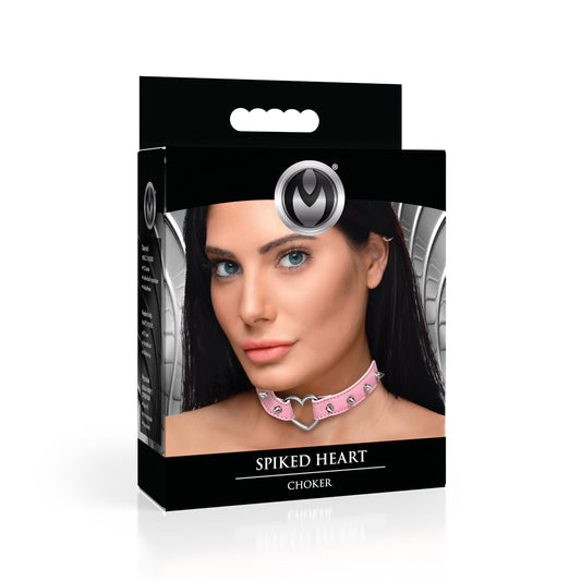 Master Series Spiked Heart Choker Pink | 848518056344 | Available at EroticWarehouse.com