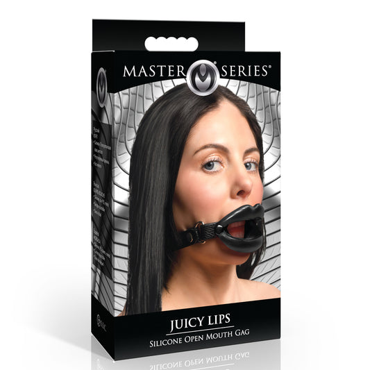 Master Series Juicy Lips Silicone Open Mouth Gag Black | 848518056573 | Available at EroticWarehouse.com