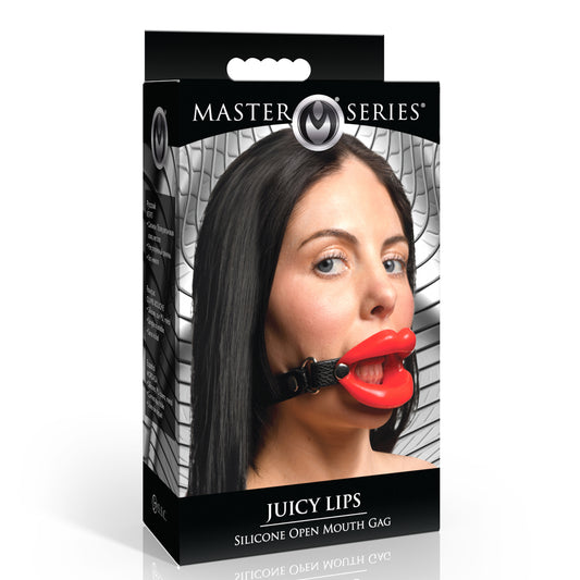 Master Series Juicy Lips Silicone Open Mouth Gag Red | 848518056580 | Available at EroticWarehouse.com
