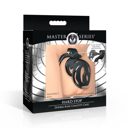 Master Series Hard Stop Double Ring Chastity Cage | 848518056948 | Available at EroticWarehouse.com