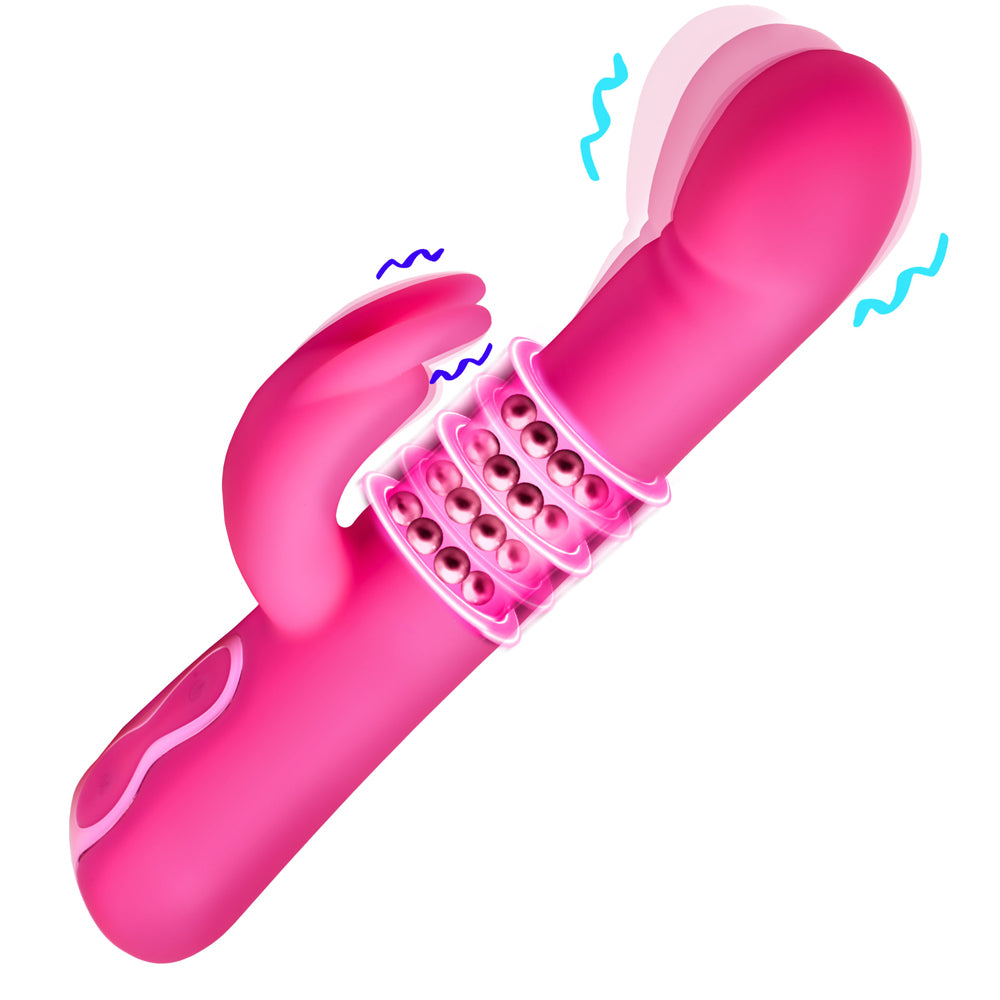 Bang! Come-Hither Beaded Silicone Rabbit Vibrator | 848518057020 | Available at EroticWarehouse.com