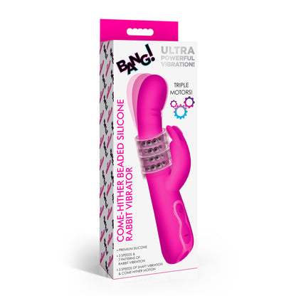 Bang! Come-Hither Beaded Silicone Rabbit Vibrator | 848518057020 | Available at EroticWarehouse.com