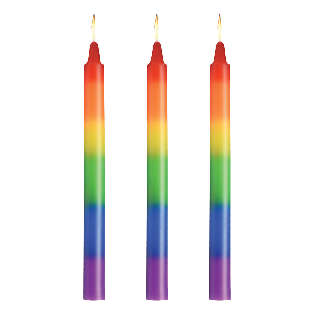 Master Series Pride Candles Rainbow Drip Candle Set Of 3 | 848518059109 | Available at EroticWarehouse.com