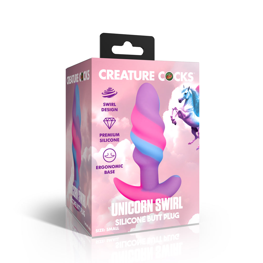 Creature Cocks Unicorn Swirl Silicone Butt Plug Small | 848518059284 | Available at EroticWarehouse.com