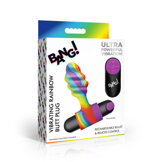 Bang! Vibrating Rainbow Butt Plug | 848518059338 | Available at EroticWarehouse.com