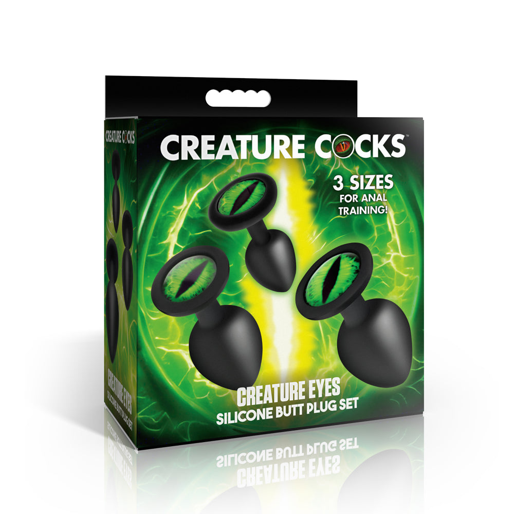 Creature Cocks Creature Green Eye Silicone Butt Plug Set | 848518059901 | Available at EroticWarehouse.com