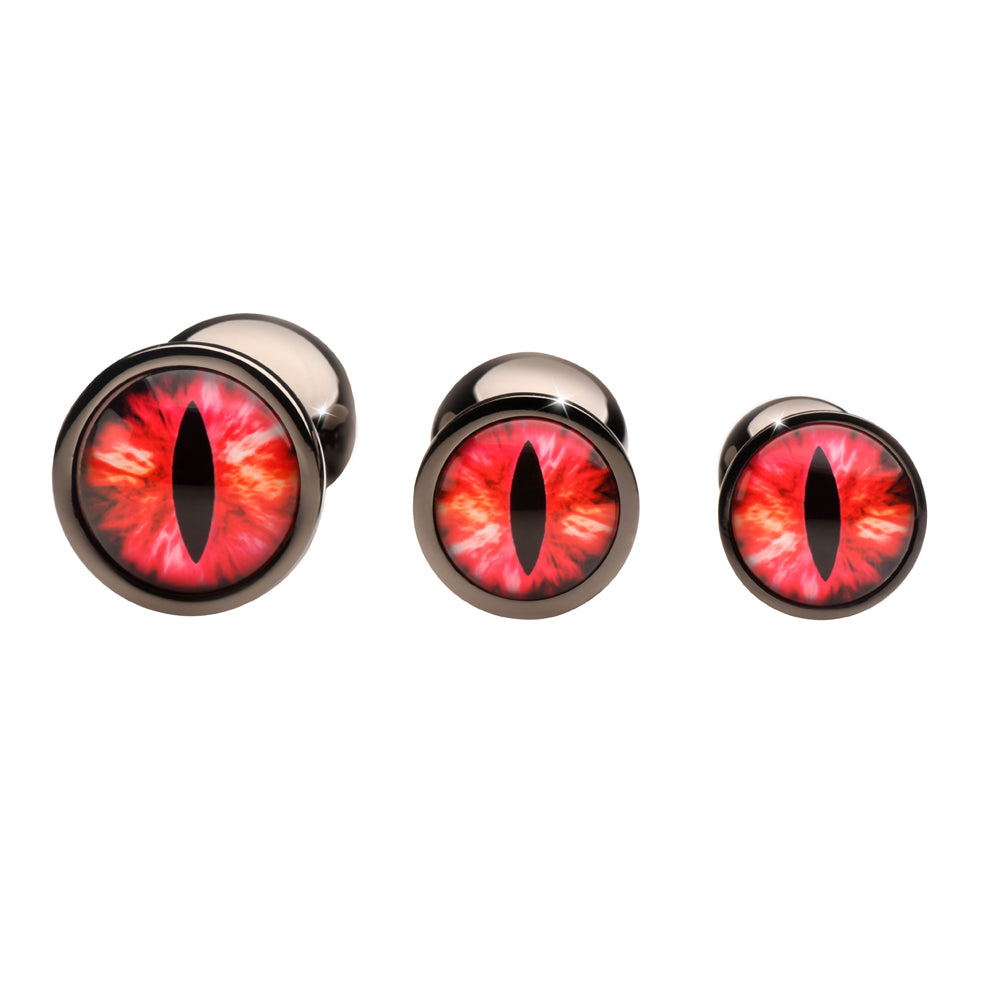 Creature Cocks Sinister Red Eyes Metal Butt Plug Set | 848518059949 | Available at EroticWarehouse.com