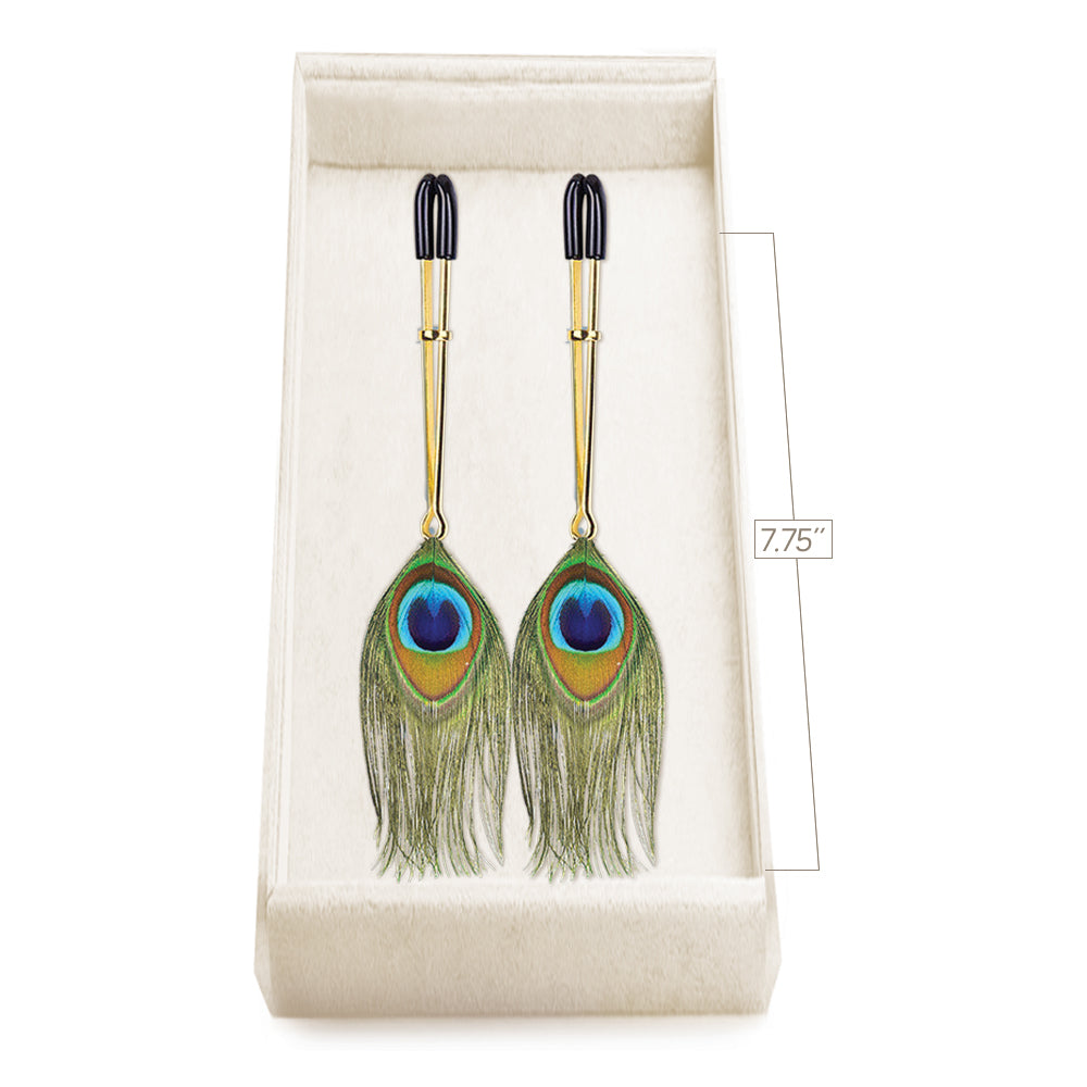 Couture Clips Luxury Nipple Clamps Peacock Plume | 848741033037 | Available at EroticWarehouse.com