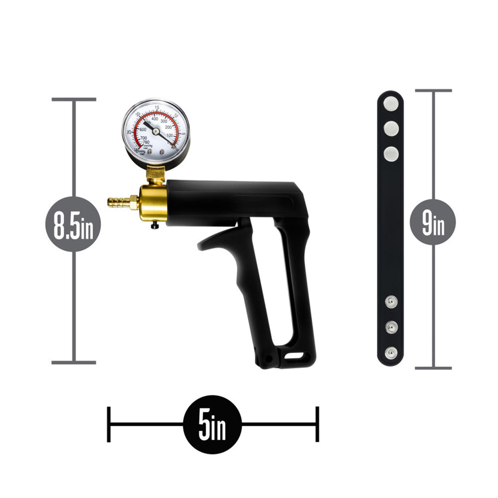 Performance Gauge Pump Trigger With Silicone Tubing And Silicone Cock Strap Black | 850002870077 | Available at EroticWarehouse.com