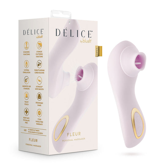 Delice Fleur Clitoral, Fluttering & Suction Personal Massager Barely Purple | 850002870541 | Available at EroticWarehouse.com