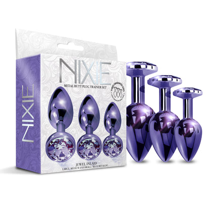 Nixie Metal Butt Plug Trainer Set Purple Metallic | 850010096926 | Available at EroticWarehouse.com