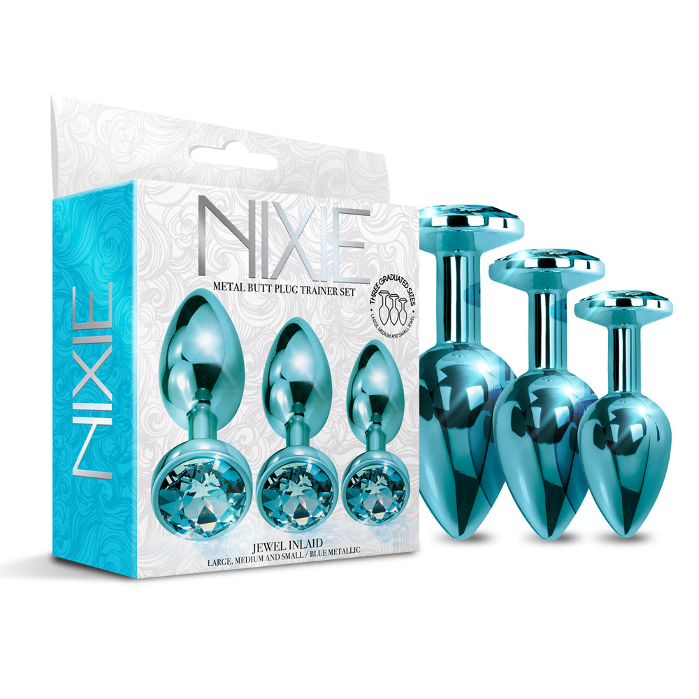Nixie Metal Butt Plug Trainer Set Blue Metallic | 850010096933 | Available at EroticWarehouse.com