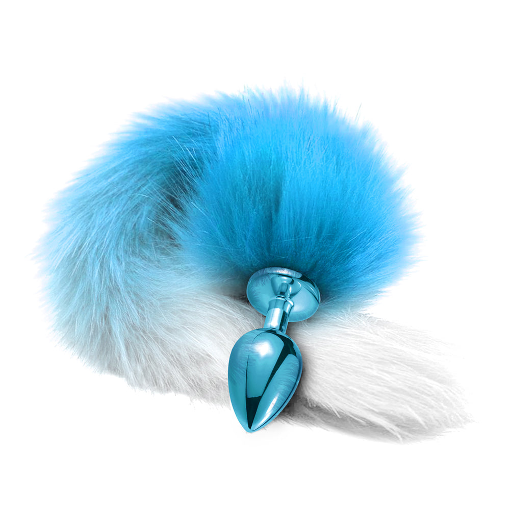 Nixie Metal Butt Plug With Ombre Tail Blue Metallic | 850010096971 | Available at EroticWarehouse.com