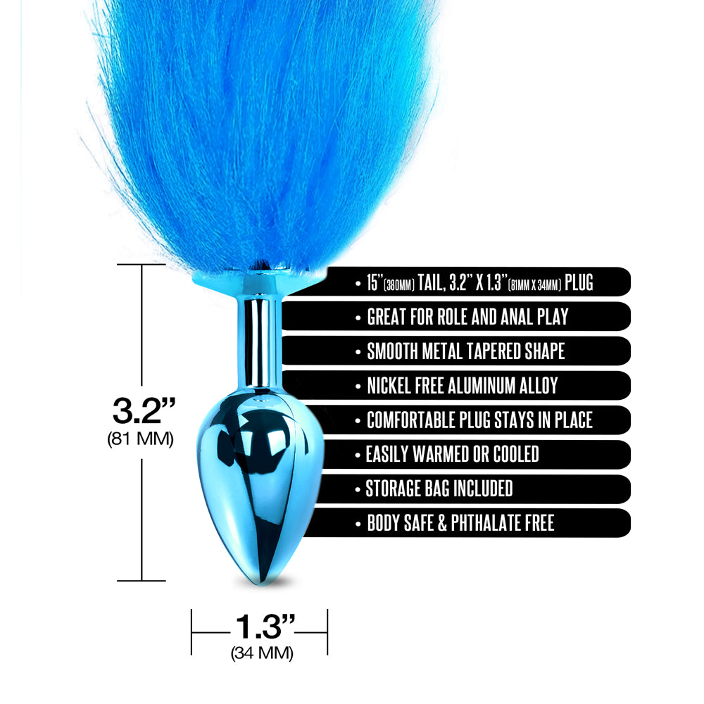 Nixie Metal Butt Plug With Ombre Tail Blue Metallic | 850010096971 | Available at EroticWarehouse.com