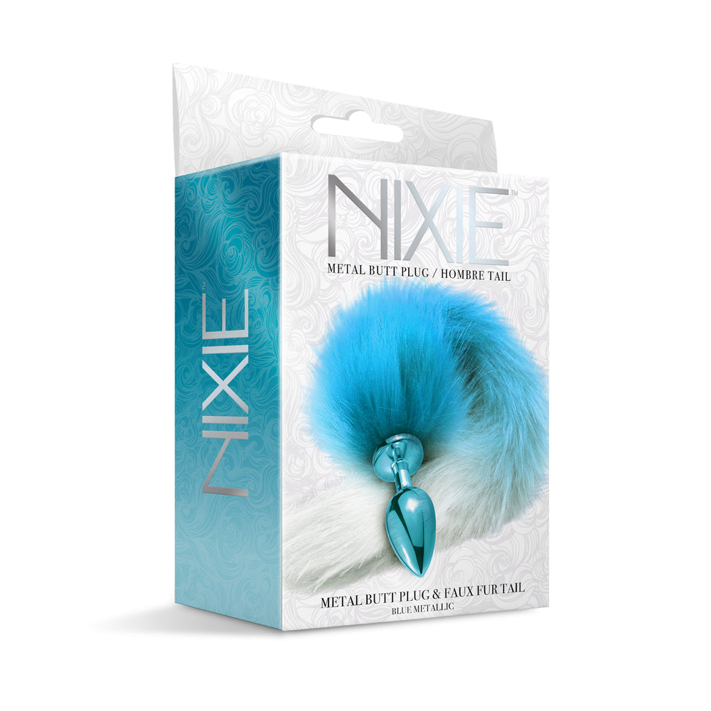 Nixie Metal Butt Plug With Ombre Tail Blue Metallic | 850010096971 | Available at EroticWarehouse.com