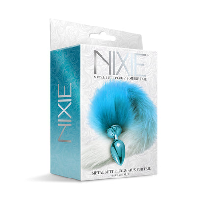 Nixie Metal Butt Plug With Ombre Tail Blue Metallic | 850010096971 | Available at EroticWarehouse.com