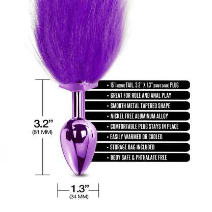 Nixie Metal Butt Plug With Faux Fur Ombre Tail Medium Purple Metallic | 850010096988 | Available at EroticWarehouse.com