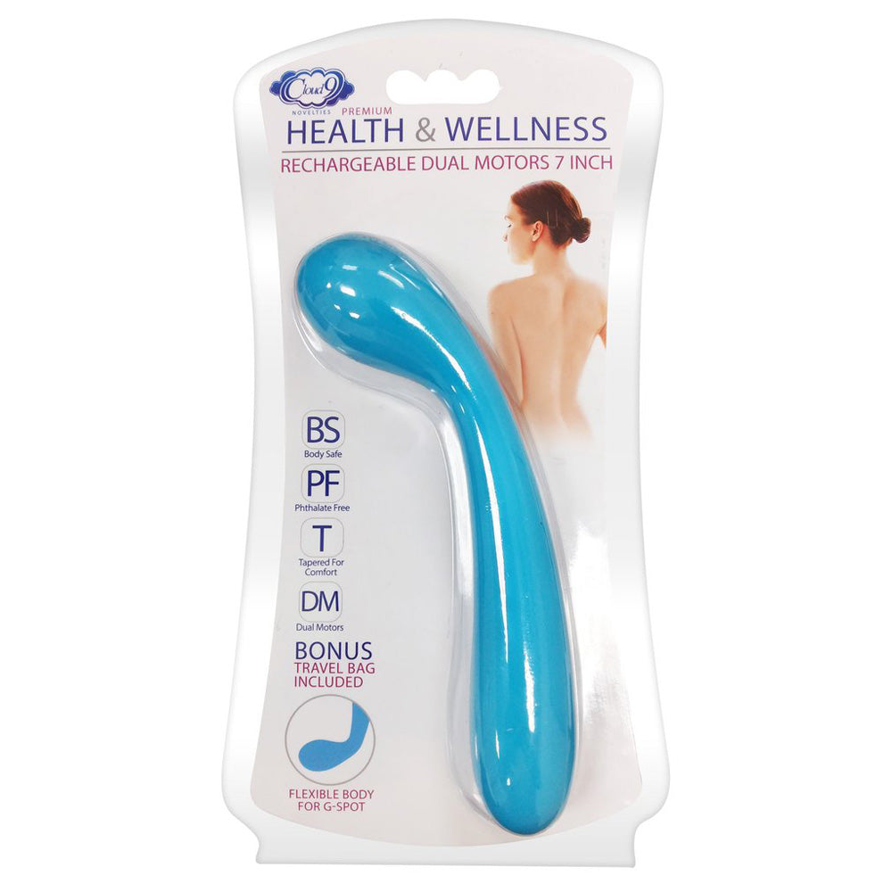 Cloud 9 Health & Wellness Rechargeable G-Spit Slim 7" Dual Motors Aqua Blue | 850013016211 | Available at EroticWarehouse.com