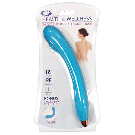 Cloud 9 Health & Wellness Rechargeable G-Spot Slim 8" Single Motor Aqua Blue | 850013016228 | Available at EroticWarehouse.com