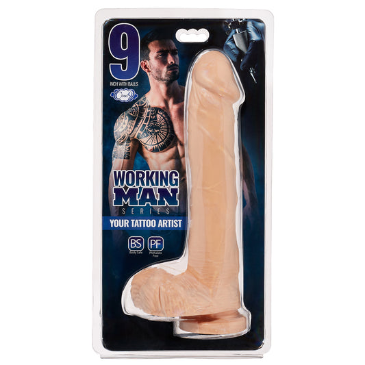 Working Man 9" Thin W/Balls Your Tattoo Artist | 850013016990 | Available at EroticWarehouse.com