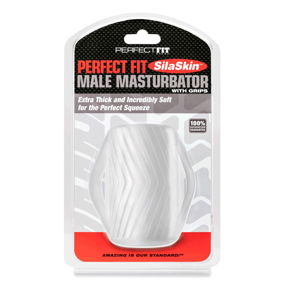Perfect Fit Male Masturbator W/Grip Clear | 851127008055 | Available at EroticWarehouse.com