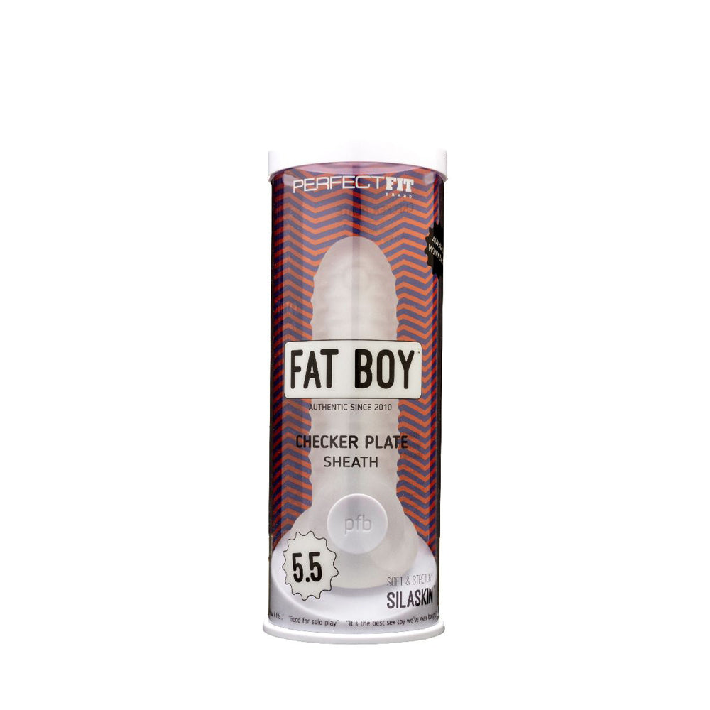 Fat Boy Checker Plate Sheath 5.5" Clear | 851127008079 | Available at EroticWarehouse.com