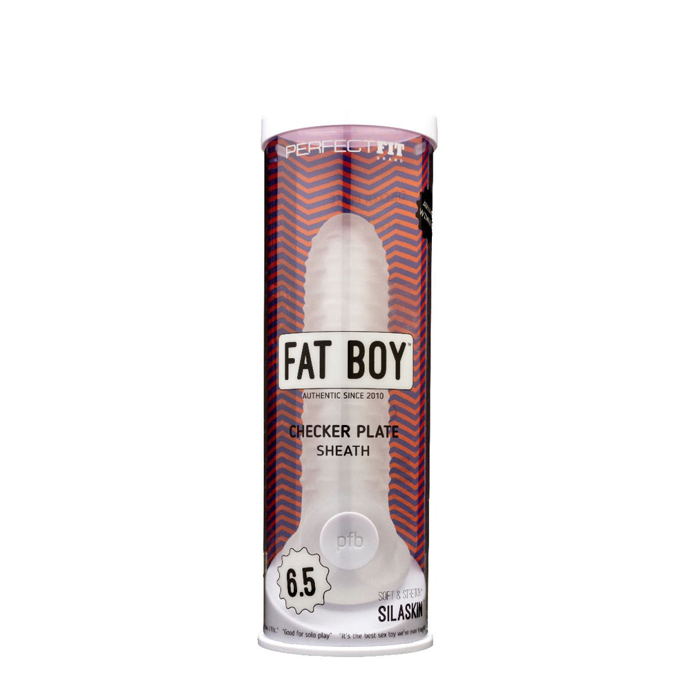 Fat Boy Checker Plate Sheath 6.5" Clear | 851127008086 | Available at EroticWarehouse.com
