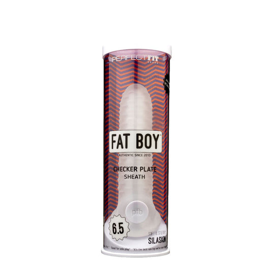 Fat Boy Checker Plate Sheath 6.5" Clear | 851127008086 | Available at EroticWarehouse.com