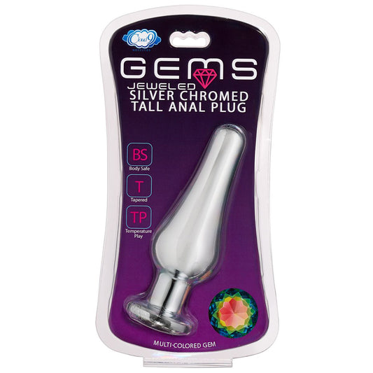 Cloud 9 Gems Silver Chromed Tall Anal Plug Large | 853545008150 | Available at EroticWarehouse.com