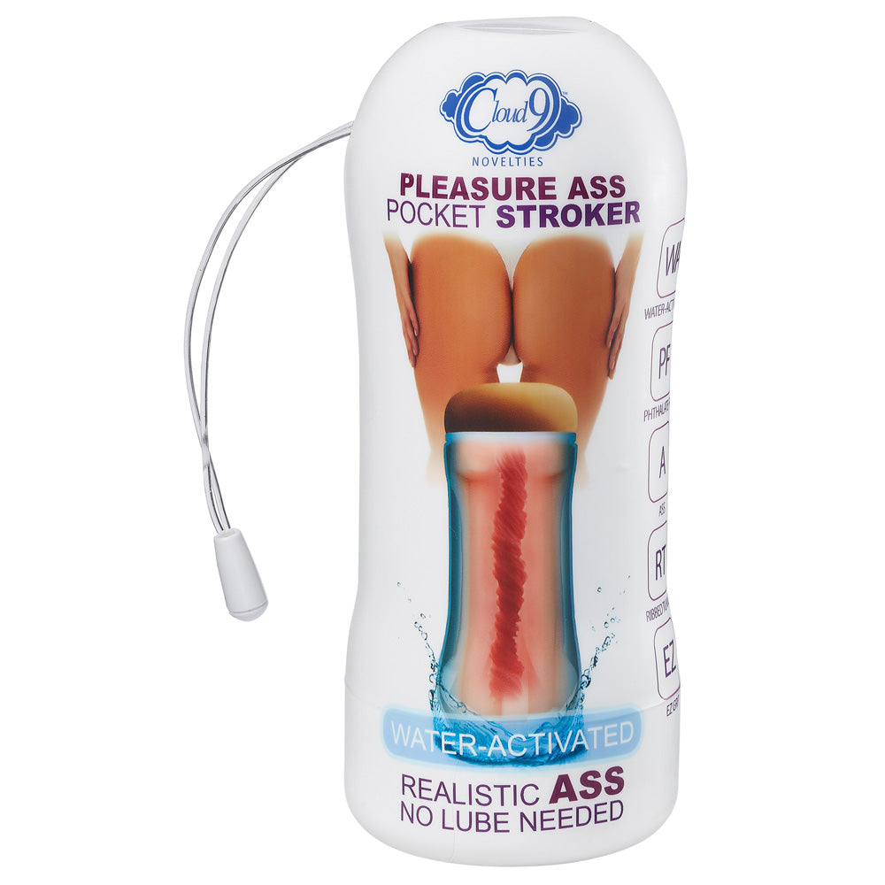 Pleasure Anal Pocket Stroker Water Activated Tan | 853545008938 | Available at EroticWarehouse.com
