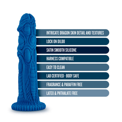 The Realm Draken Lock On Dildo Blue | 853858007802 | Available at EroticWarehouse.com