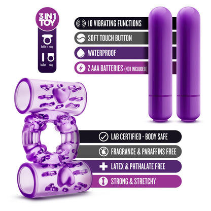 Play With Me Double Play Dual Vibrating Cockring Purple | 853858007956 | Available at EroticWarehouse.com